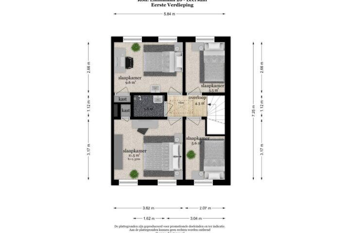 Plattegrond – Koningin-Emmalaan 26, Leersum