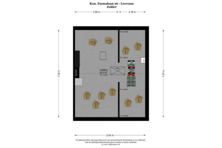 Plattegrond – Koningin-Emmalaan 26, Leersum
