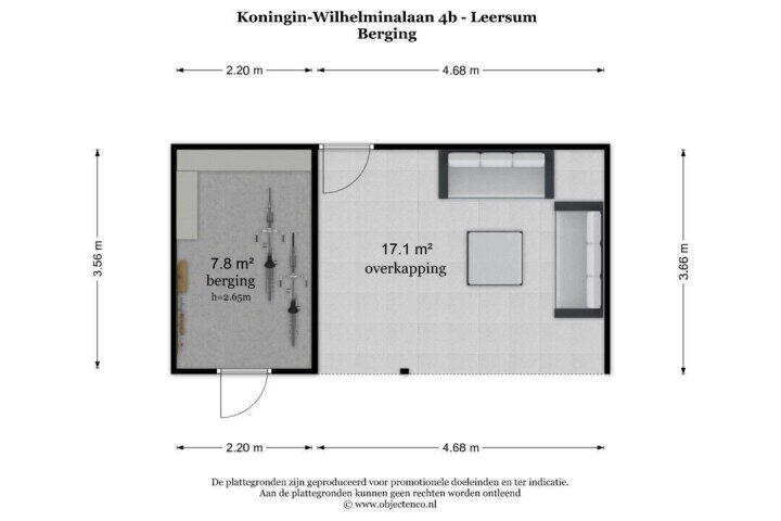 Plattegrond – Koningin-Wilhelminalaan 4 B, Leersum