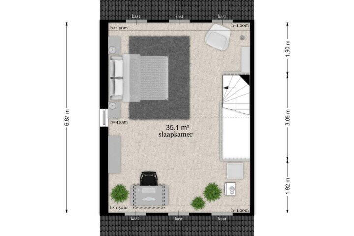 Plattegrond – Koningin-Wilhelminalaan 4 B, Leersum
