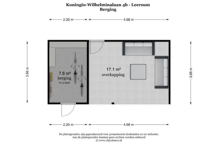 Plattegrond – Koningin-Wilhelminalaan 4 B, Leersum