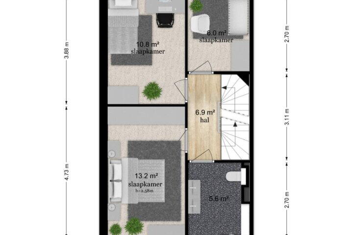 Plattegrond – Koningin-Wilhelminalaan 4 B, Leersum