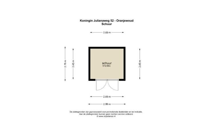 Plattegrond – Koningin Julianaweg 52, Oranjewoud