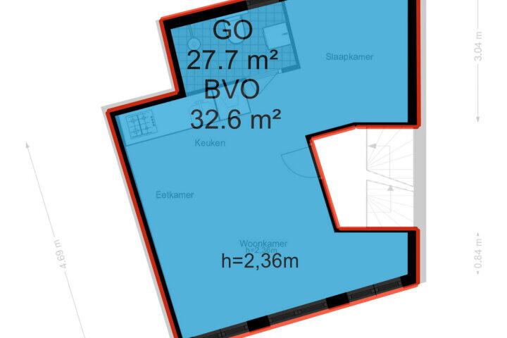 Plattegrond – Korte Korsjespoortsteeg 3 B, Amsterdam