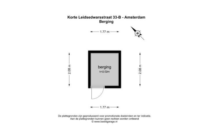 Plattegrond – Korte Leidsedwarsstraat 33 B, Amsterdam