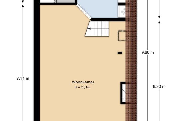 Plattegrond – Korte Mare 32 B, Leiden