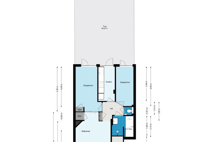 Plattegrond – Kribbestraat 8 H, Amsterdam