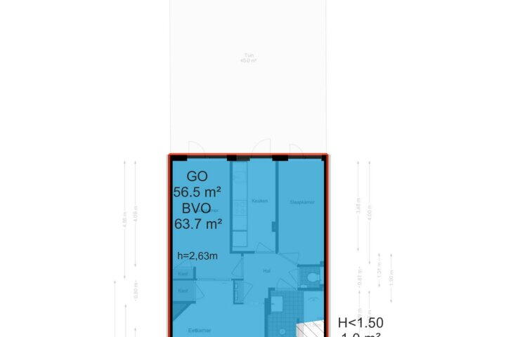 Plattegrond – Kribbestraat 8 H, Amsterdam