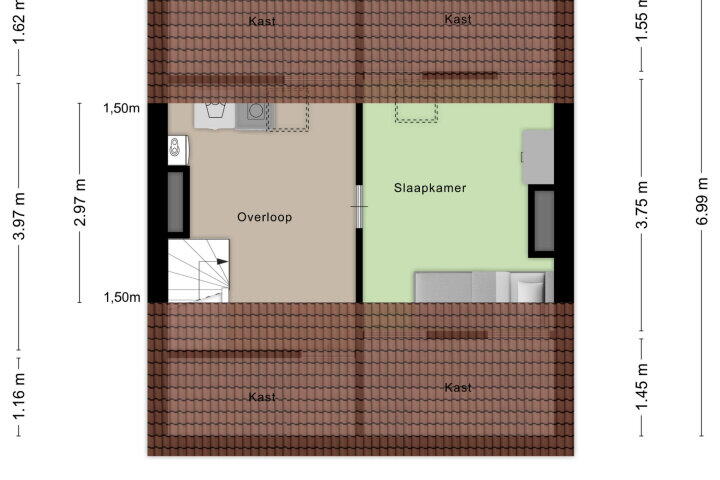 Plattegrond – Kroevenlaan 46, Roosendaal