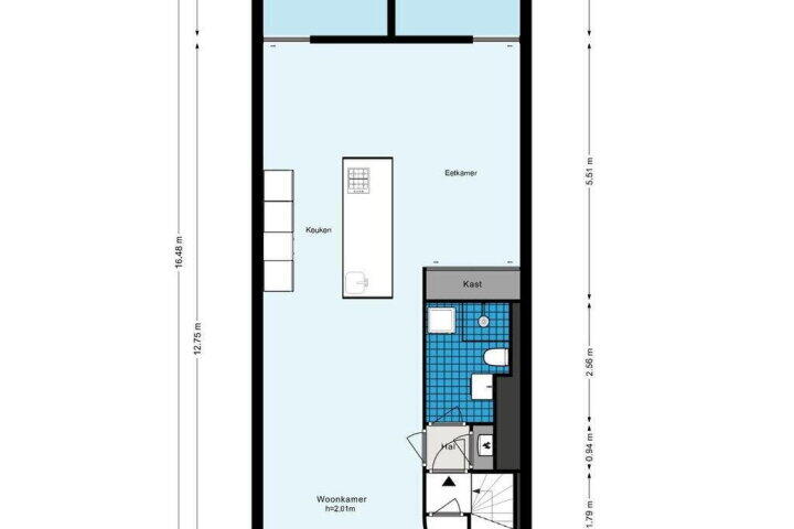 Plattegrond – Krom Boomssloot 63 D, Amsterdam