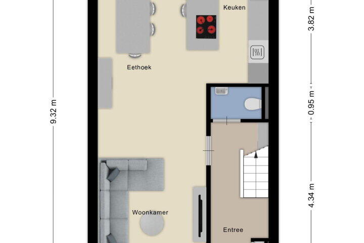 Plattegrond – Kruistochtstraat 32, Haarlem
