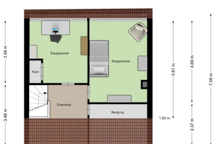 Plattegrond – Laan van België 35, Roosendaal
