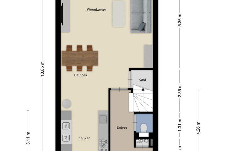 Plattegrond – Laan van Luxemburg 6 B, Roosendaal