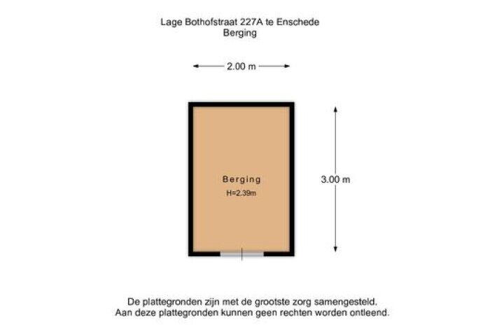 Plattegrond – Lage Bothofstraat 227 A, Enschede