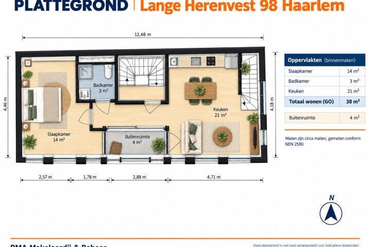 Plattegrond – Lange herenvest 98, Haarlem