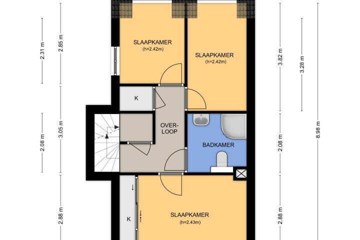 Plattegrond – Langs de Wal 13, Wijk bij Duurstede