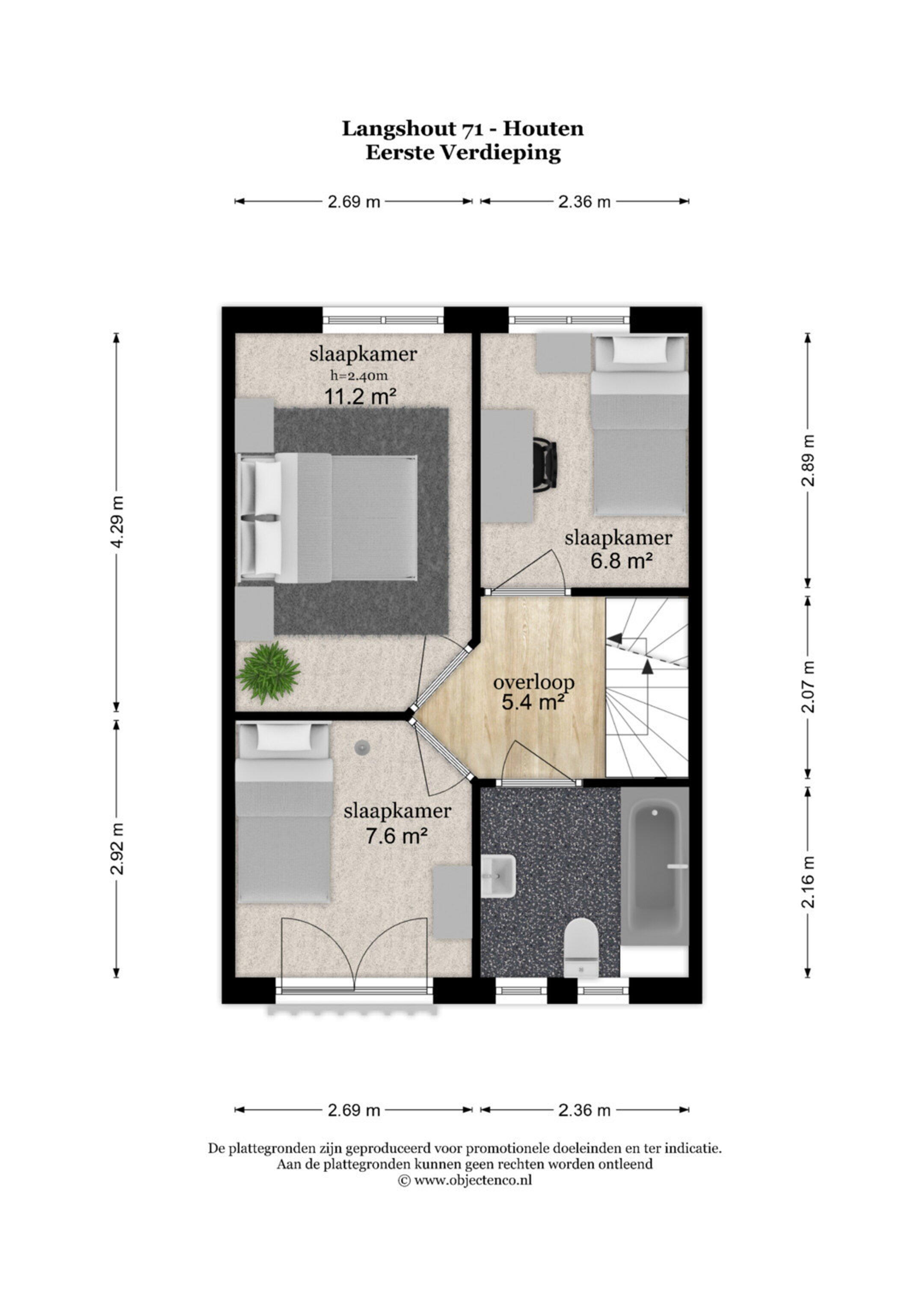 Plattegrond 14 - Langshout 71, Houten