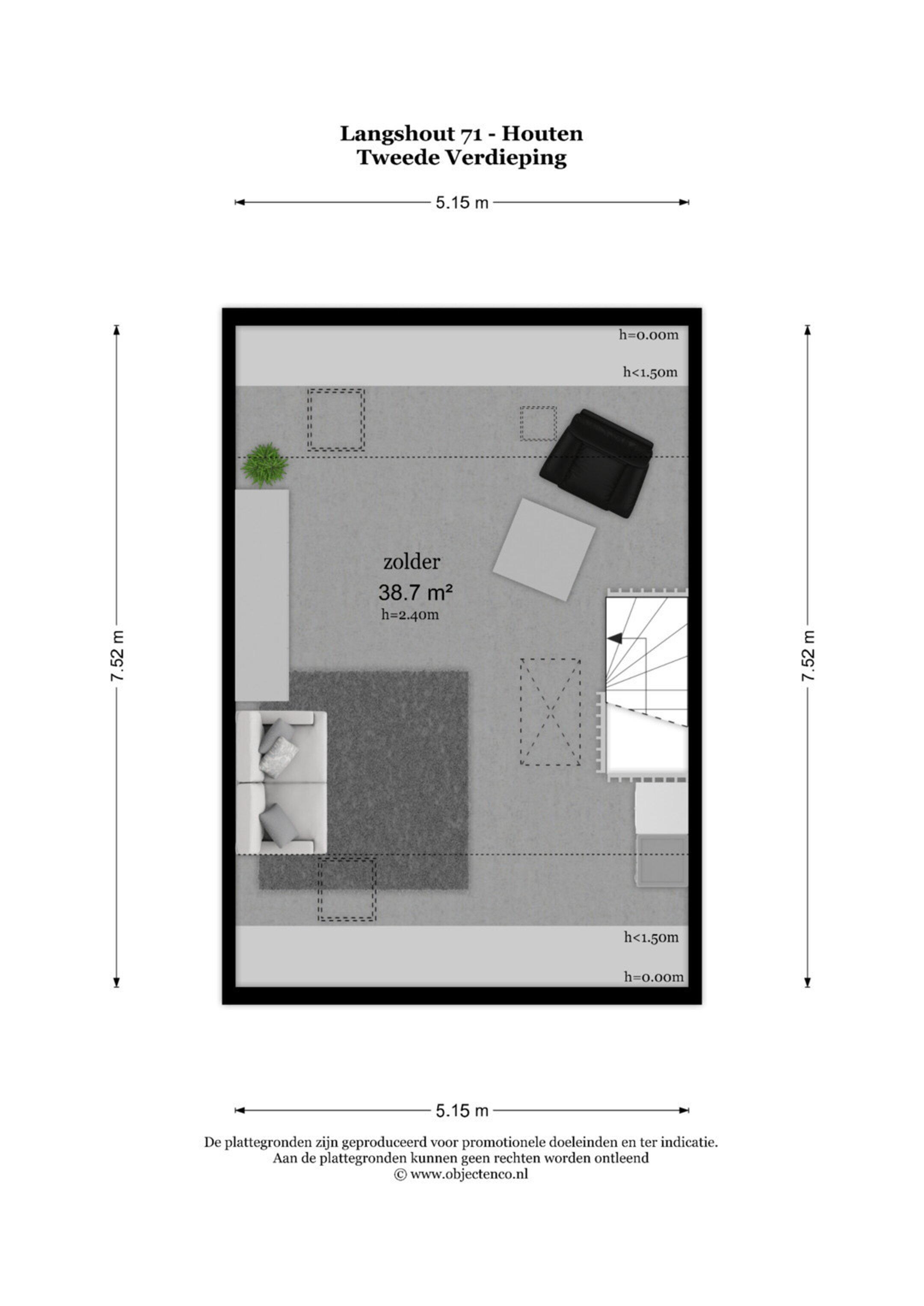 Plattegrond 15 - Langshout 71, Houten