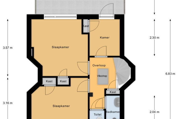 Plattegrond – Leeghwaterstraat 111, Vlissingen