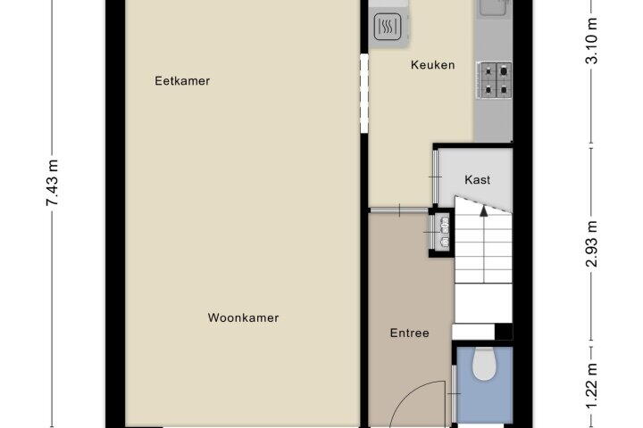 Plattegrond – Leerdamstraat 23, Arnhem