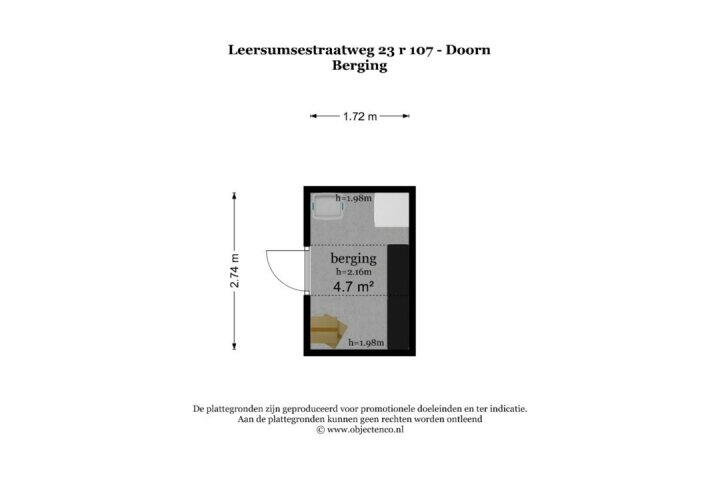 Plattegrond – Leersumsestraatweg 23 R107, Doorn