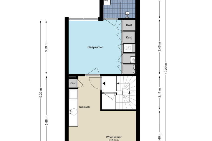 Plattegrond – Leidsekruisstraat 19 3, Amsterdam