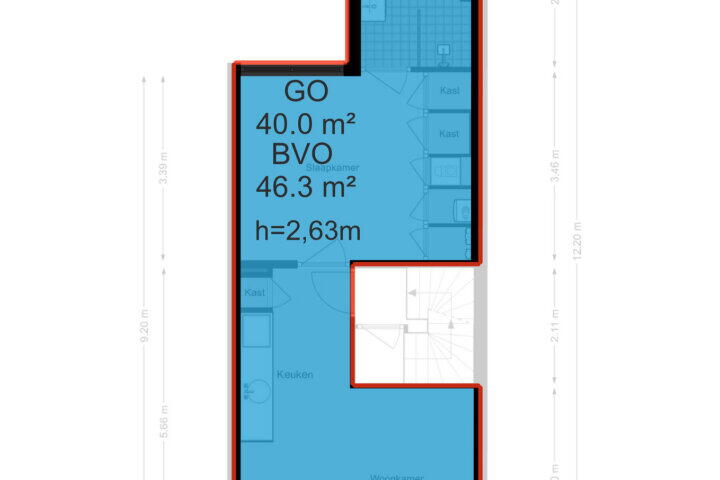 Plattegrond – Leidsekruisstraat 19 3, Amsterdam