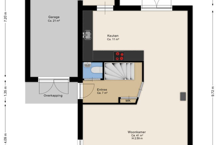 Plattegrond – Ligusterhage 22, Assen