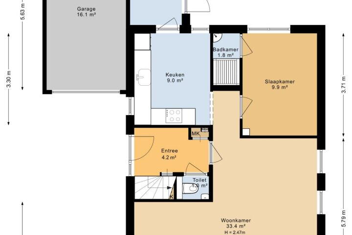 Plattegrond – Lijsterbesstraat 23 C, Roden
