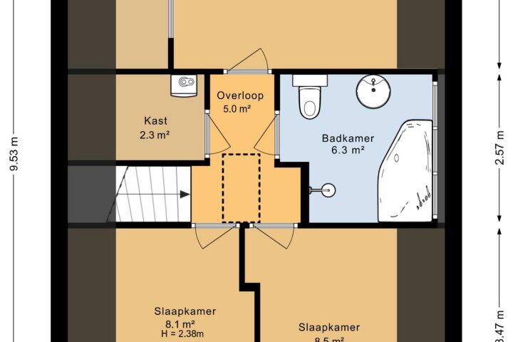 Plattegrond – Lijsterbesstraat 23 C, Roden