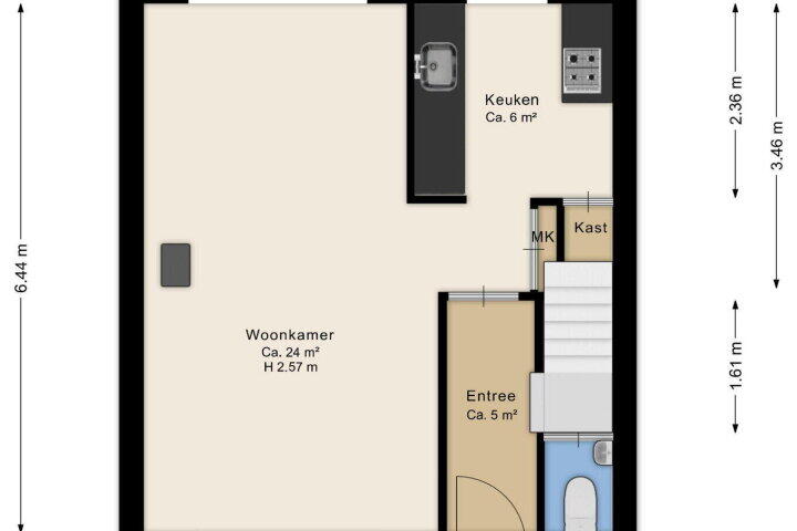 Plattegrond – Linthorst Homanstraat 7, Assen