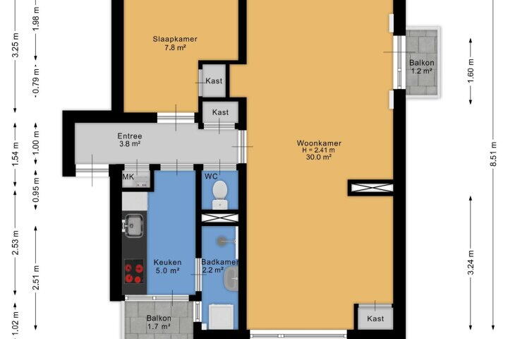 Plattegrond – Louise de Colignystraat 2, Alphen aan den Rijn