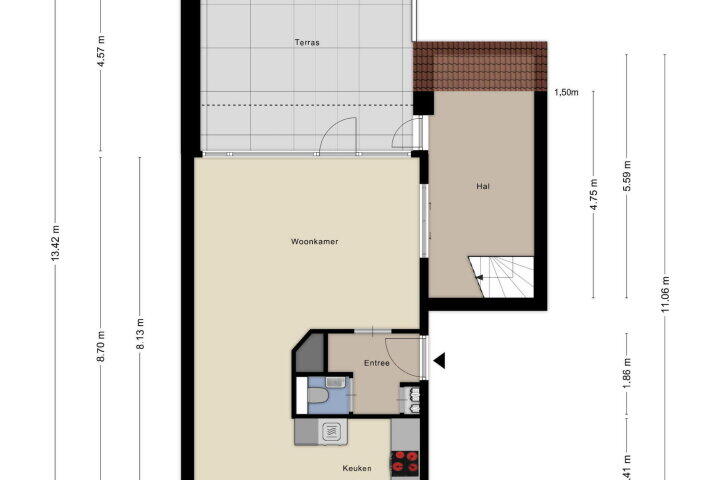 Plattegrond – Mandelborg 4 B, Maastricht