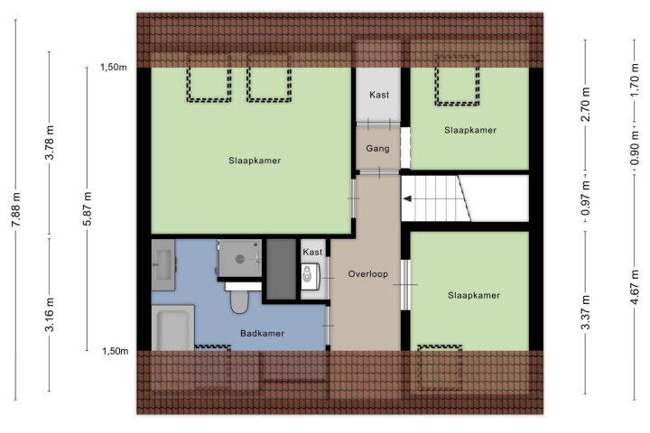 Plattegrond – Mandelborg 4 B, Maastricht
