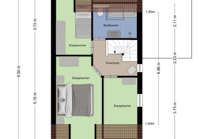 Plattegrond – Marga Klompéstraat 15, Waalwijk