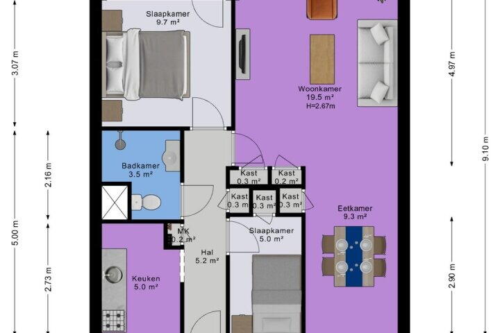 Plattegrond – Maria in Campislaan 233, Assen