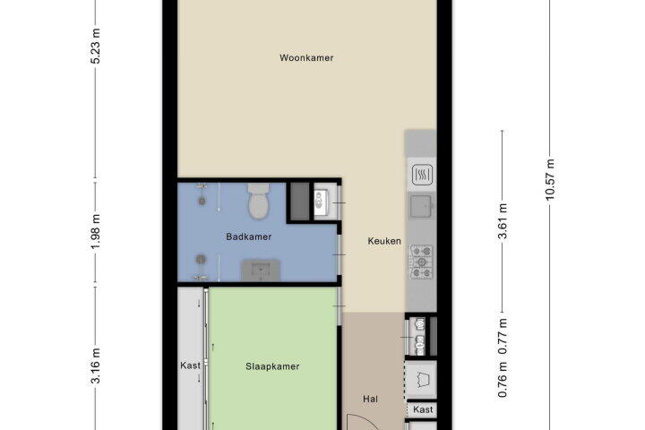 Plattegrond – Marie Curiestraat 21 B, Nijmegen