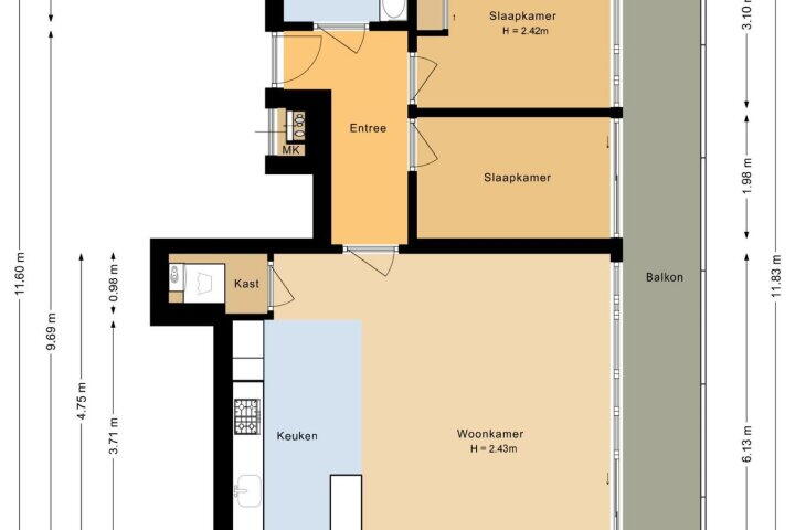 Plattegrond – Marsmanplein 198, Haarlem