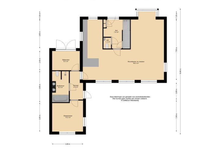 Plattegrond – Meester Achtenstraat 14, Hegelsom