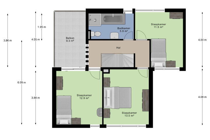 Plattegrond – Meester Merkxstraat 9, Arnhem