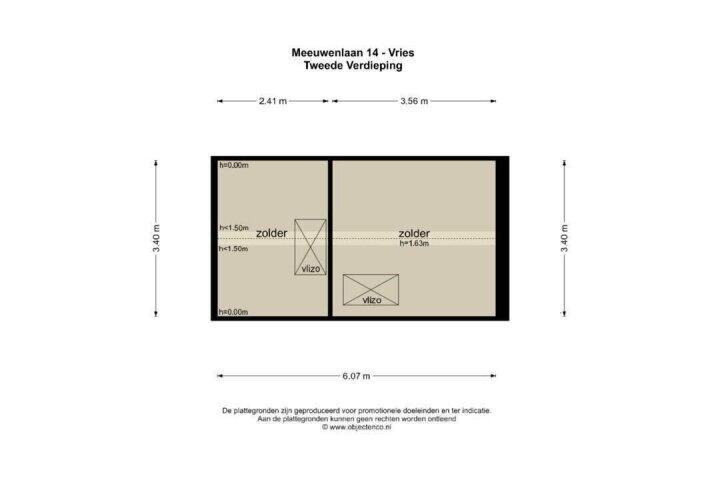 Plattegrond – Meeuwenlaan 14, Vries