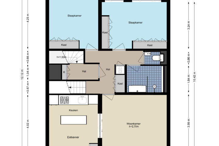 Plattegrond – Merwedeplein 15 3, Amsterdam