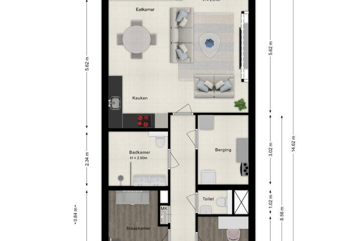 Plattegrond – Mgr. Horsthuisstraat 3 B3, Breda