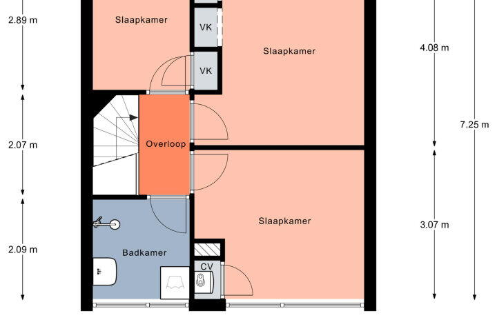 Plattegrond – Middachtenstraat 78, Nijmegen