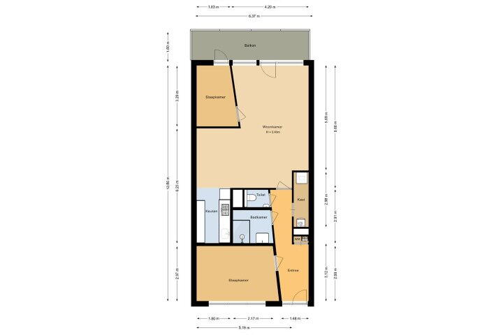 Plattegrond – Middellaan 460 D21, Breda