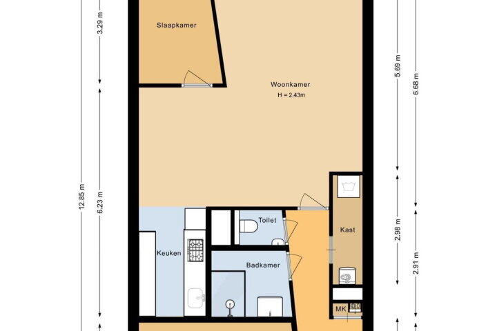 Plattegrond – Middellaan 460 D22, Breda