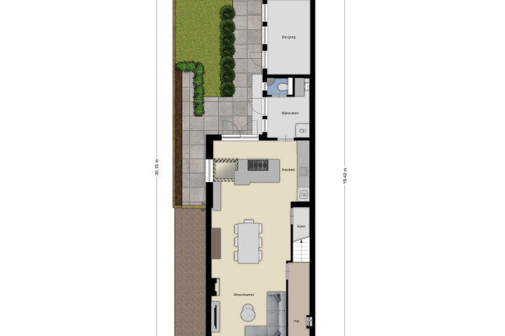 Plattegrond – Middenstraat 111, Roosendaal