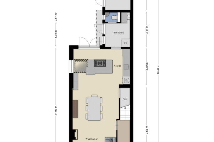 Plattegrond – Middenstraat 111, Roosendaal