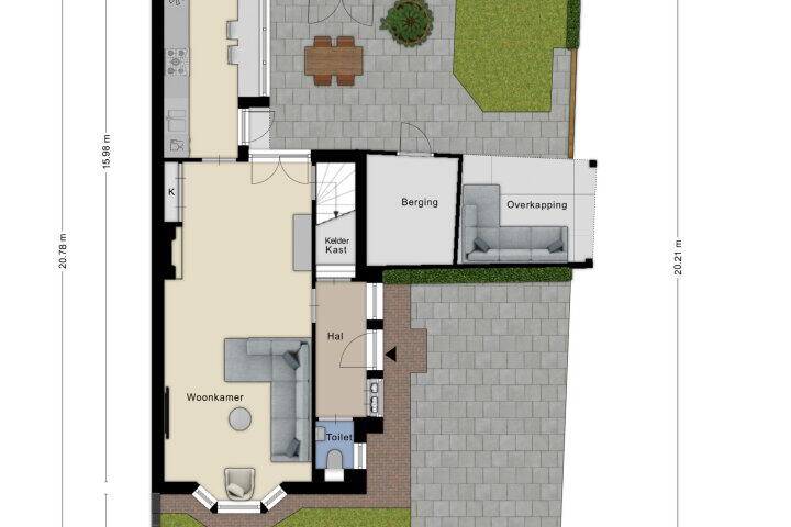 Plattegrond – Middenstraat 56, Roosendaal