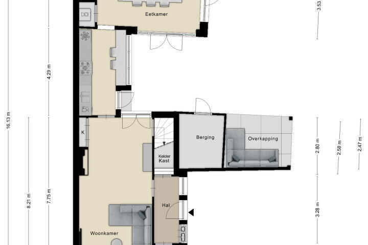Plattegrond – Middenstraat 56, Roosendaal